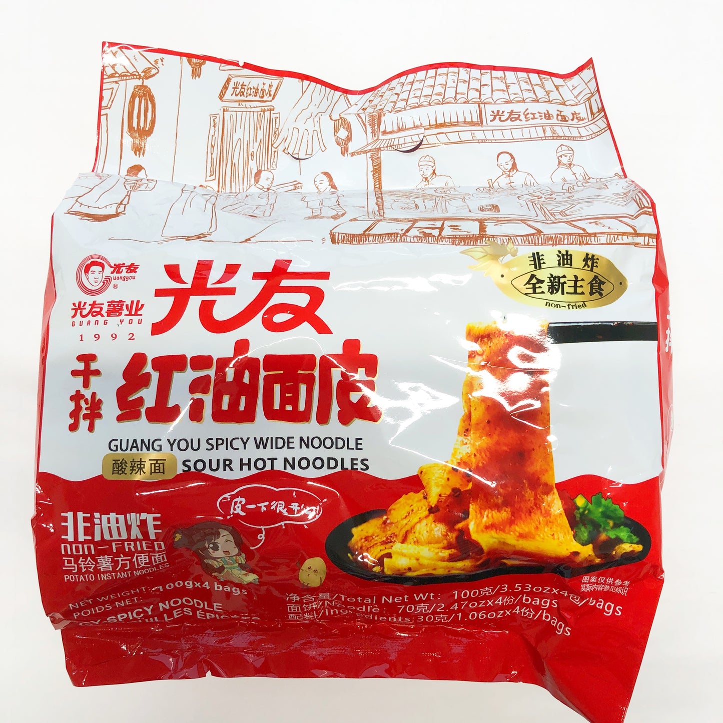 光友牌紅油面皮 酸辣味 100g×4袋入 光友红油面皮酸辣味