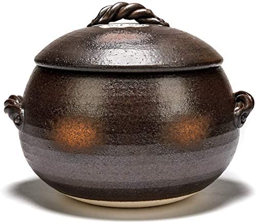 ダルマ型のご飯釜5合炊 黒吹ご飯鍋(一重蓋) 2.4L 土鍋 伊賀ごはん鍋 萬古焼 四日市 万古焼 耐熱陶器 ばんこ焼 ガス炊飯器 栗型 だるま型 3-4人用 直火対応 12-13 09042 日本製