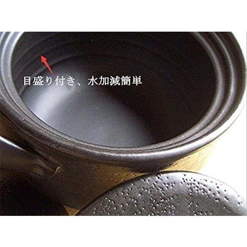 泰成ご飯鍋 (2合炊) 二重蓋 土鍋 耐熱鍋 ご飯鍋 陶器 直火OK 黒 アウトドア 万古焼 萬古焼