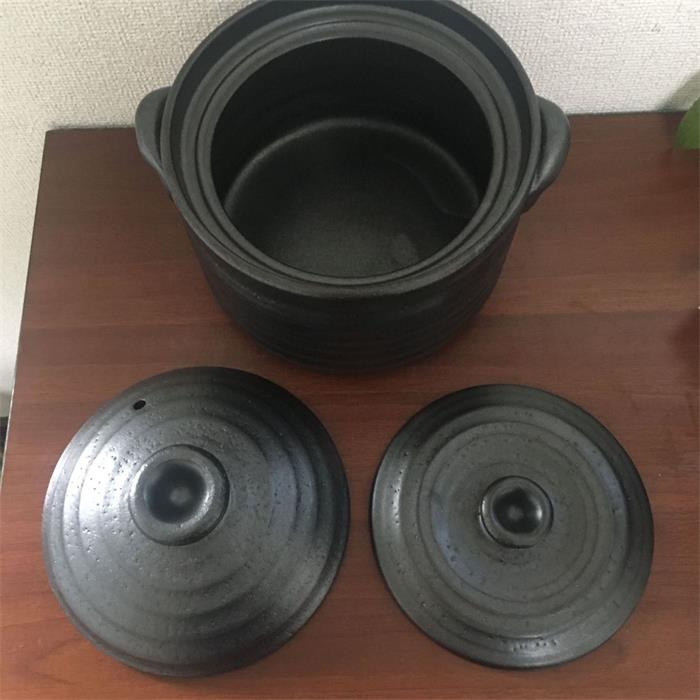 黒釉メタルIH 3合炊ご飯釜 IH対応 萬古焼 炊飯土鍋 直火OK 発熱セラミック 1001-18395