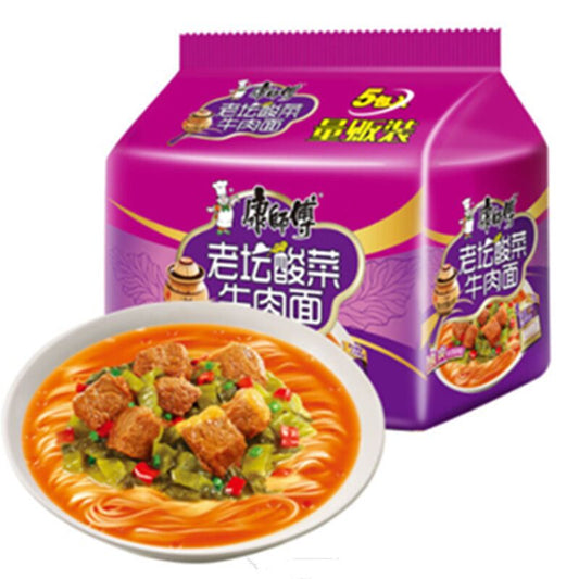 康師傅老壇酸菜牛肉面 5連包 康师傅老坛酸菜牛肉面 老坛酸泡面 康师傅方便面