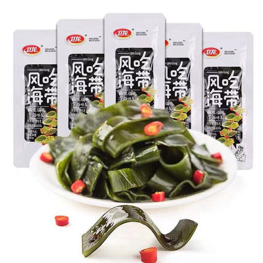 衛龍 風吃海帯 50g *5袋 内含6小袋 味付け辛口茎わかめ 海藻加工品 麻辣海带风吃海带