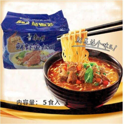 康師傅 原味鮮蝦魚板面 5連包 康师傅原味鲜虾鱼板面