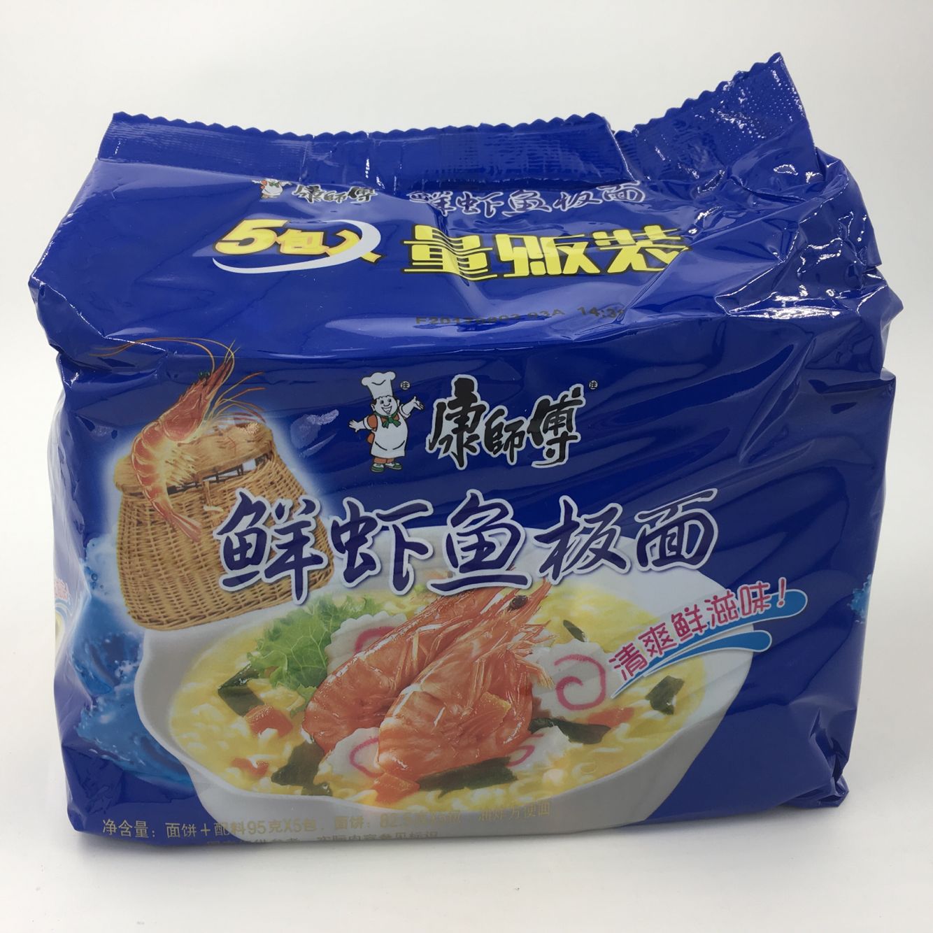 康師傅 原味鮮蝦魚板面 5連包 康师傅原味鲜虾鱼板面