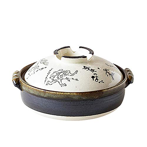 【送料無料】佐治陶器 萬古焼 土鍋 鳥獣戯画8号鍋&9号鍋 日本製 ホワイト