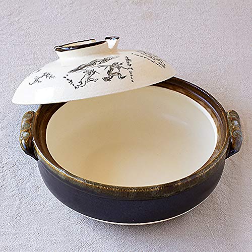 【送料無料】佐治陶器 萬古焼 土鍋 鳥獣戯画8号鍋&9号鍋 日本製 ホワイト