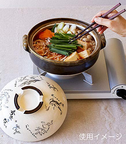 【送料無料】佐治陶器 萬古焼 土鍋 鳥獣戯画8号鍋&9号鍋 日本製 ホワイト