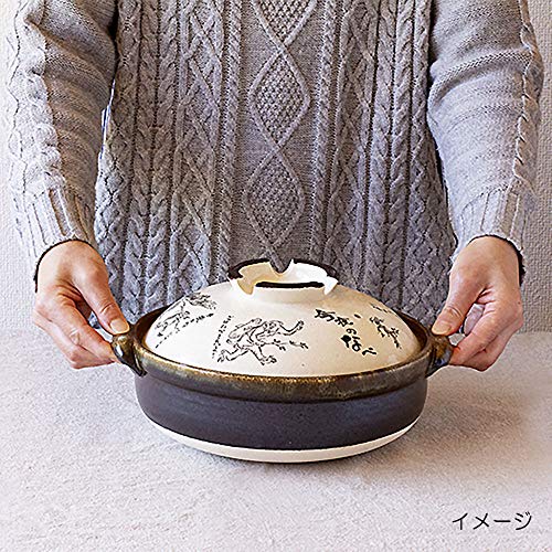 【送料無料】佐治陶器 萬古焼 土鍋 鳥獣戯画8号鍋&9号鍋 日本製 ホワイト