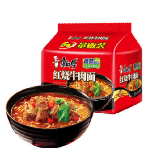 康師傅紅焼牛肉面(五連包) 康师傅红烧牛肉面 方便面