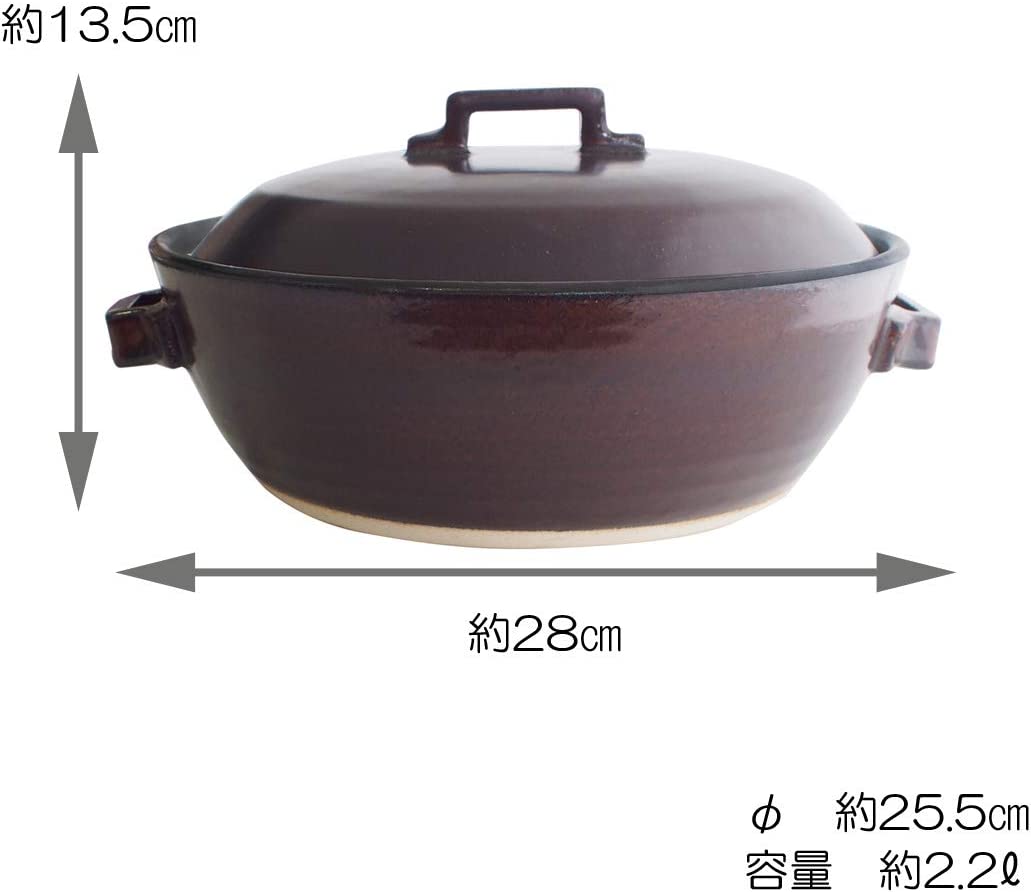 マルヨシ陶器 セラミック加工 IH 土鍋 STYLE BROWN 8号 茶 2.2l 土鍋 IH対応 おしゃれ 8号 M1079