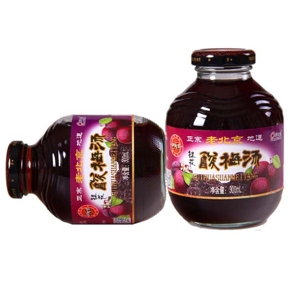 预售老北京口味御香齋 桂花酸梅湯（さんめいたん） 300ml　桂花酸梅汤　玻璃瓶不能冷冻发